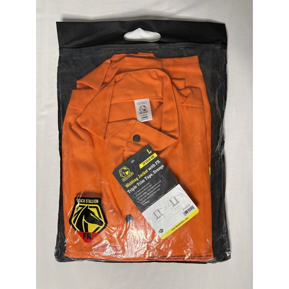 Black Stallion JF1010 Welding Jacket with FR Reflective Tape Men's Large Orange
